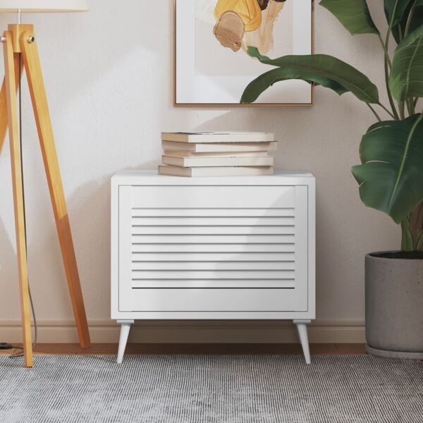 vidaXL Skåplucka lamelldesign vit 39,5x59,4 cm massiv furu Vit
