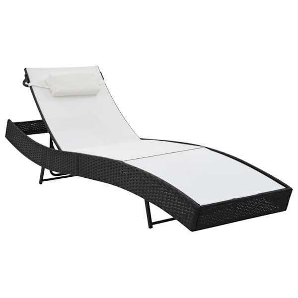 vidaXL Solsängar 2 st med bord konstrotting och textilene svart multifärg