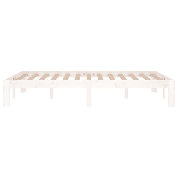 vidaXL Sängram vit massivt trä 120x190 cm Vit