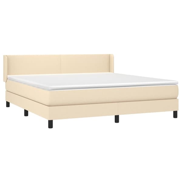 vidaXL Ramsäng med madrass gräddvit 160x200 cm tyg Kräm