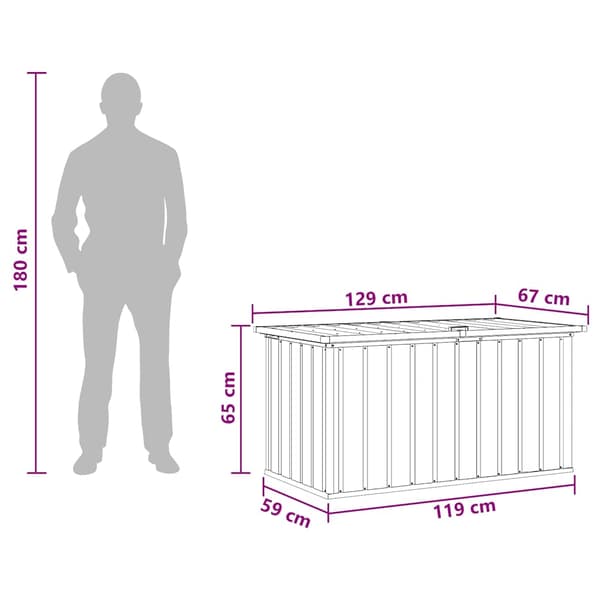 vidaXL Dynbox grå 129x67x65 cm grå