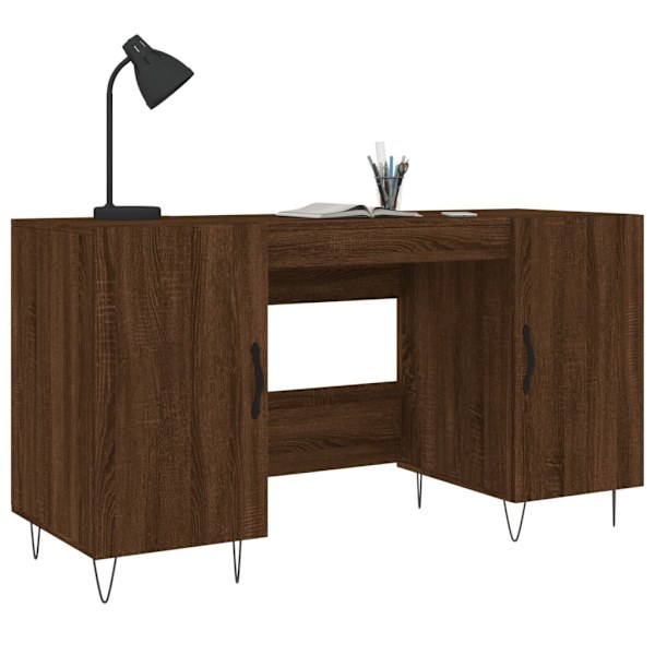 vidaXL Skrivbord brun ek 140x50x75 cm konstruerat trä Brun