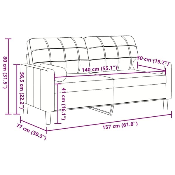 vidaXL 2-sitssoffa med prydnadskuddar rosa 140 cm sammet Rosa