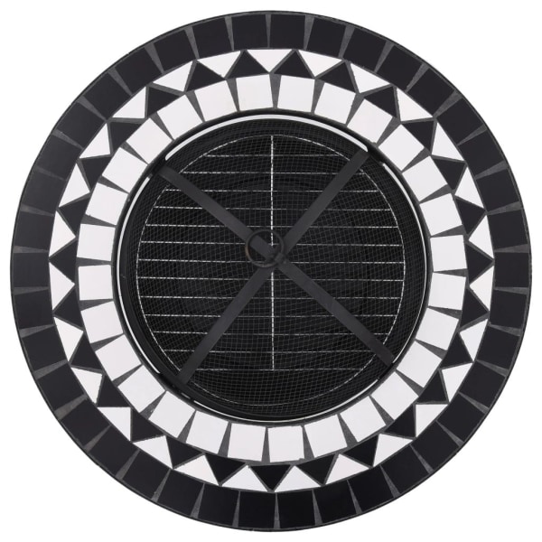 vidaXL Eldfat med mosaikbord svart och vit 68 cm keramik Svart