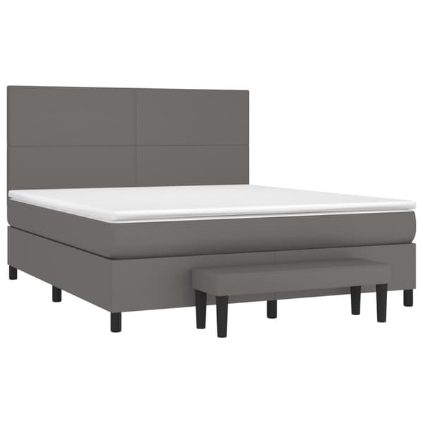 vidaXL Ramsäng med madrass grå 160x200 cm konstläder Grå