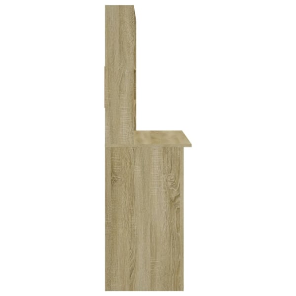 vidaXL Skrivbord med hyllor sonoma-ek 102x45x148 cm konstruerat trä Brun