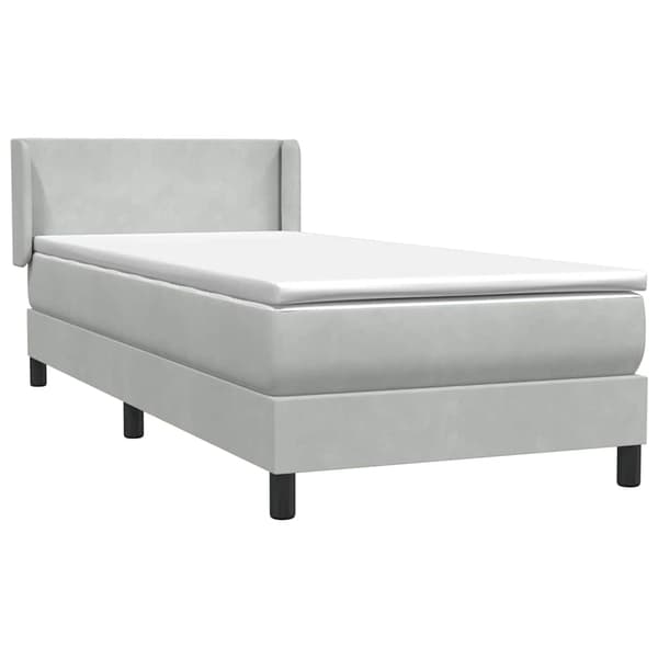 vidaXL Resårsäng med madrass ljusgrå 90x220 cm sammet Grå