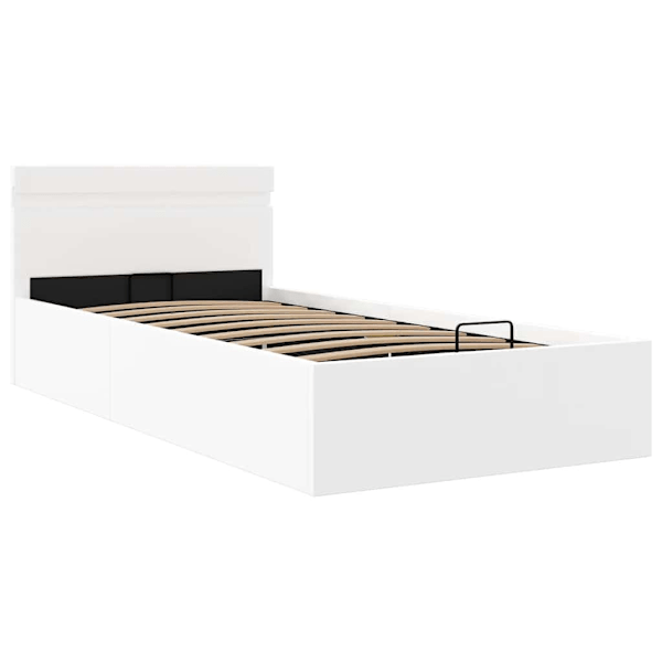 vidaXL Sängram hydraulisk förvaring utan madrass LEDs vit 100x200 cm Vit