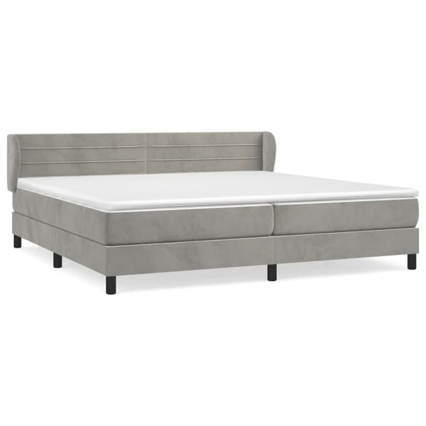 vidaXL Ramsäng med madrass ljusgrå 200x200 cm sammet Grå