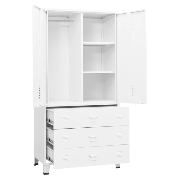 vidaXL Garderob industriell vit 90x50x180 cm metall Vit