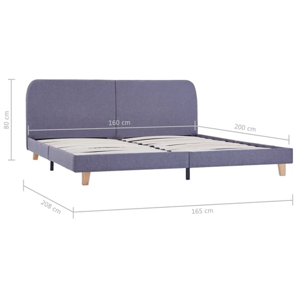 vidaXL Sängram ljusgrå tyg 160x200 cm grå