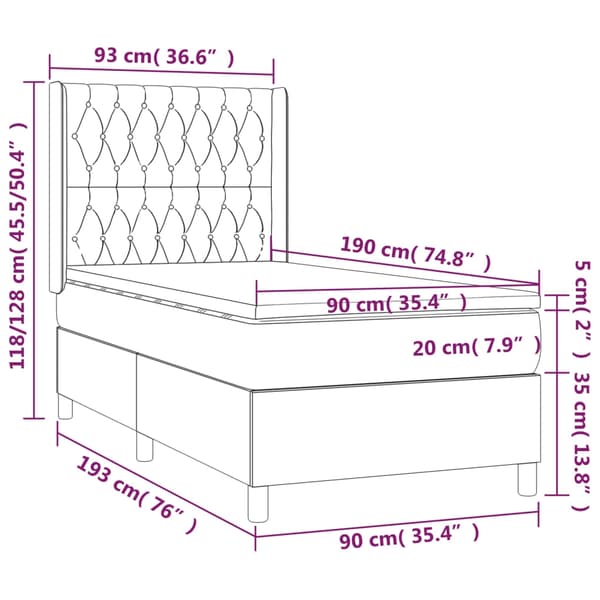 vidaXL Ramsäng med madrass blå 90x190 cm tyg Blå