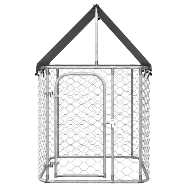 vidaXL Hundgård med tak för utomhusbruk 100x100x150 cm Silver