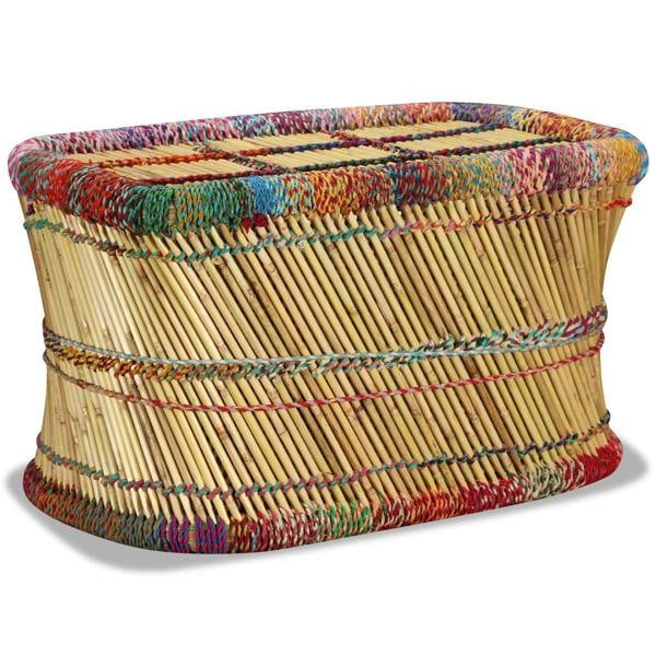 vidaXL Soffbord bambu med chindidetaljer flerfärgad multifärg