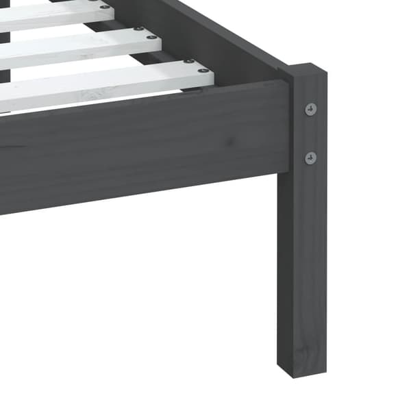 vidaXL Sängram grå massiv furu 100x200 cm Grå