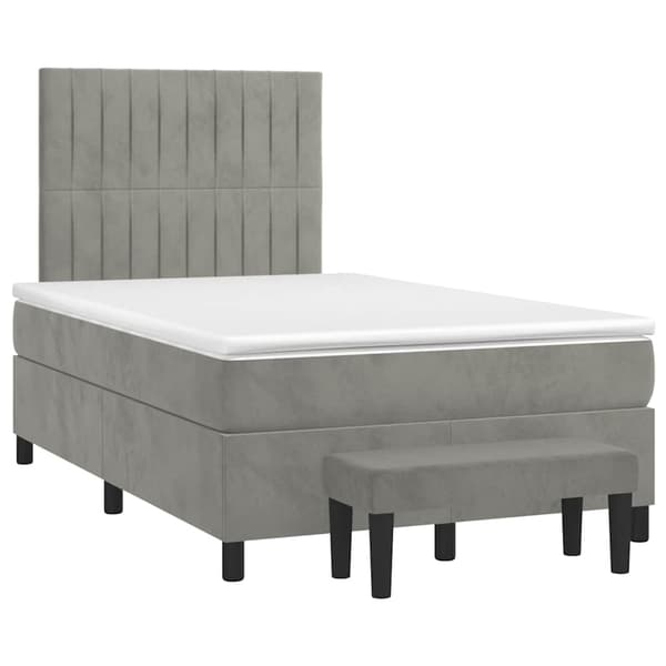 vidaXL Ramsäng med madrass ljusgrå 120x190 cm sammet Grå