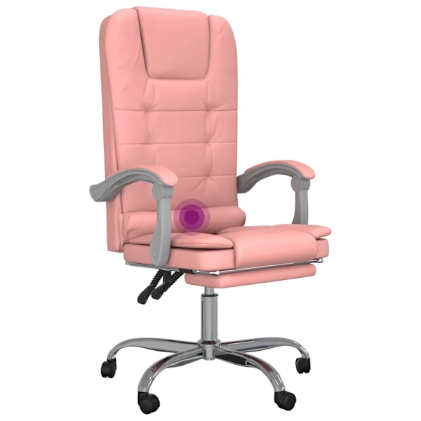 vidaXL Kontorsstol med massage rosa konstläder Rosa