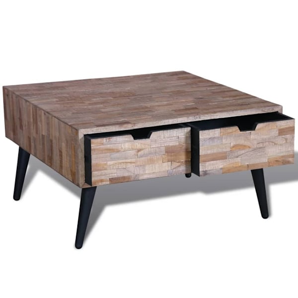 vidaXL Soffbord i återvunnen teak med 4 lådor multifärg