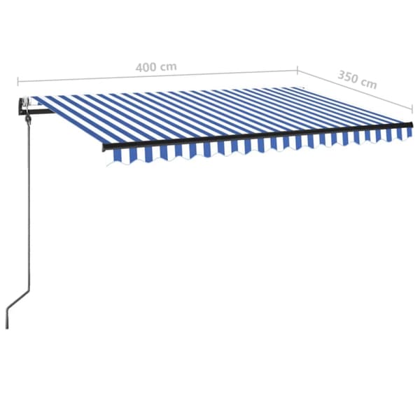 vidaXL Automatisk markis med vindsensor & LED 400x350 cm blå och vit Blå