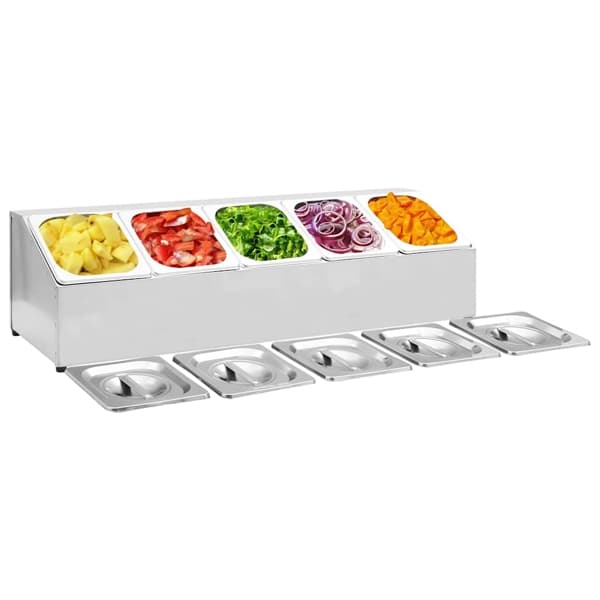 vidaXL Gastronormbehållare med 5 GN 1/6 kastrull rostfritt stål Silver