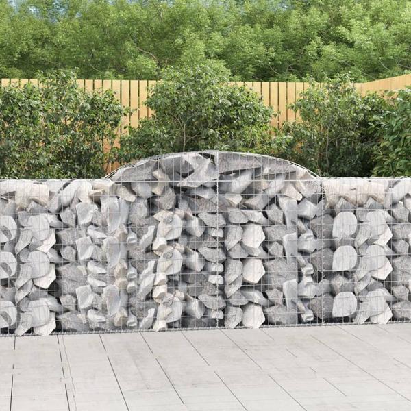 vidaXL Gabioner bågformade 8 st 300x50x100/120 cm galvaniserat järn Silver