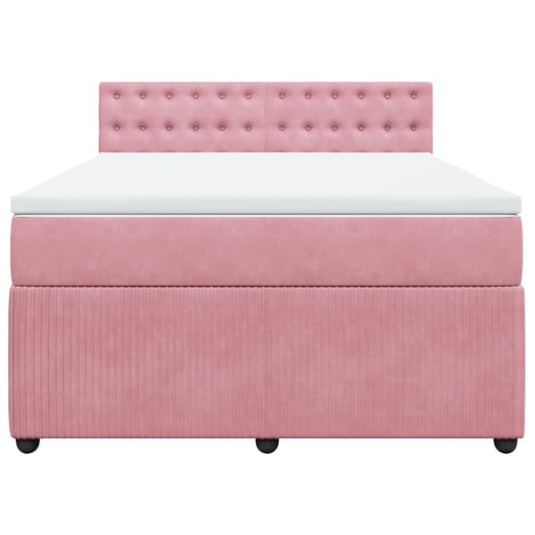 vidaXL Ramsäng med madrass rosa 140x200 cm sammet Rosa