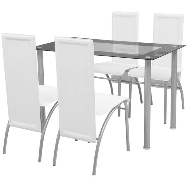 vidaXL Matbord och stolar 5 delar vit Vit
