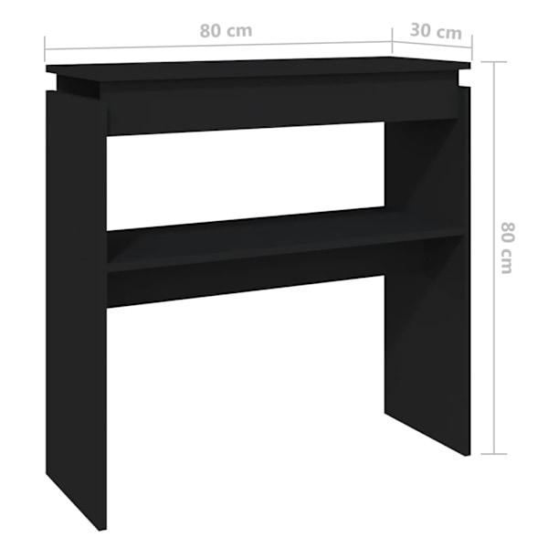 vidaXL Sidobord svart 80x30x80 cm konstruerat trä Svart