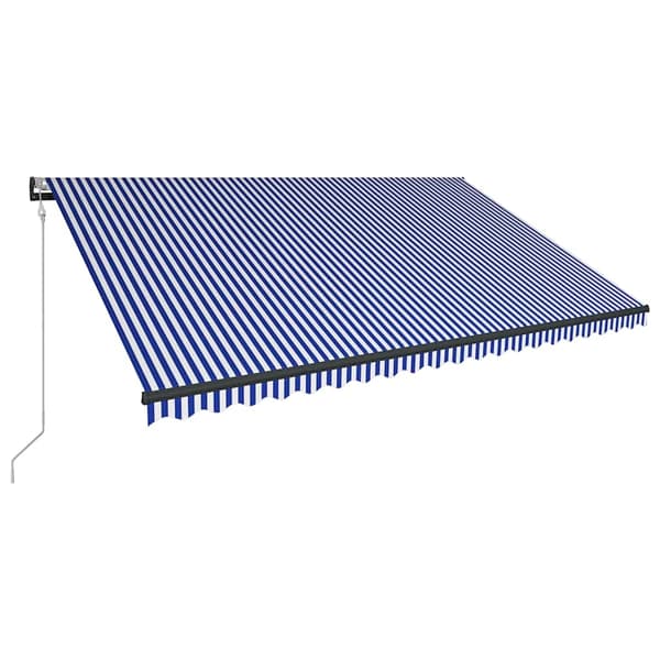 vidaXL Markis med vindsensor & LED 500x300 cm blå och vit Blå