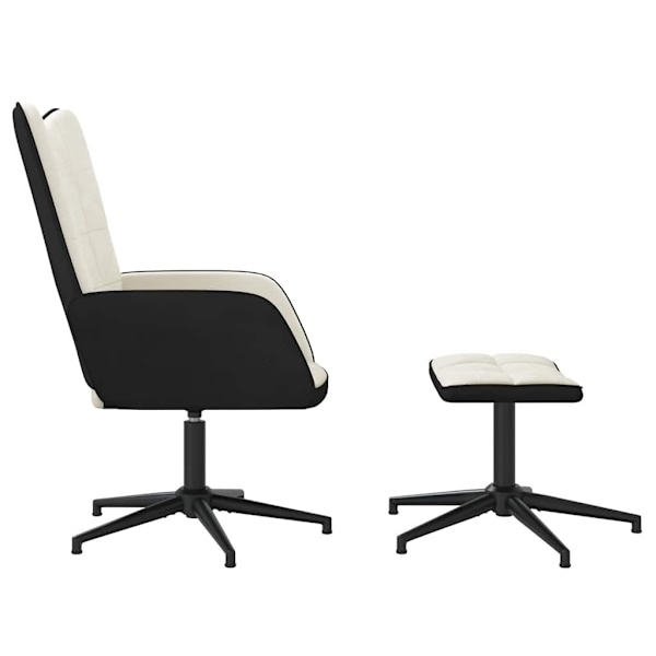 vidaXL Vilstol med fotpall gräddvit sammet och PVC Creme