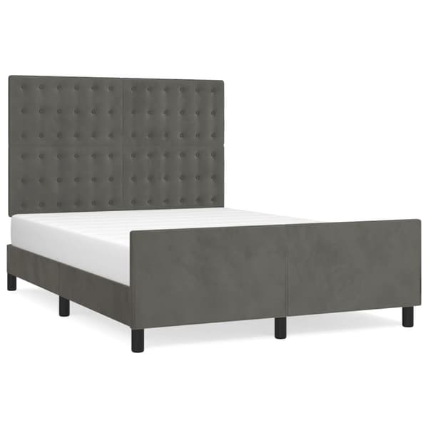 vidaXL Sängram utan madrass mörkgrå 140x200 cm sammet Grå
