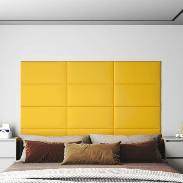 vidaXL Väggpaneler 12 st gul 60x30 cm sammet 2,16 m² Gul