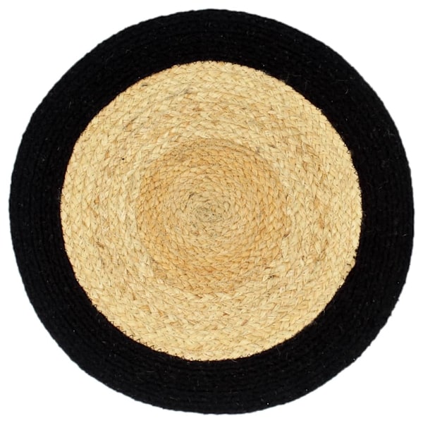 vidaXL Bordstabletter 6 st naturlig och svart 38 cm jute och bomull Svart