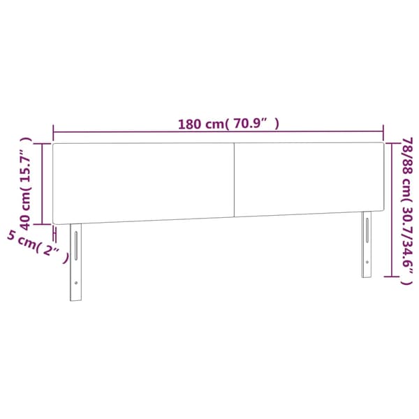 vidaXL Sänggavel LED mörkblå 180x5x78/88 cm sammet Blå