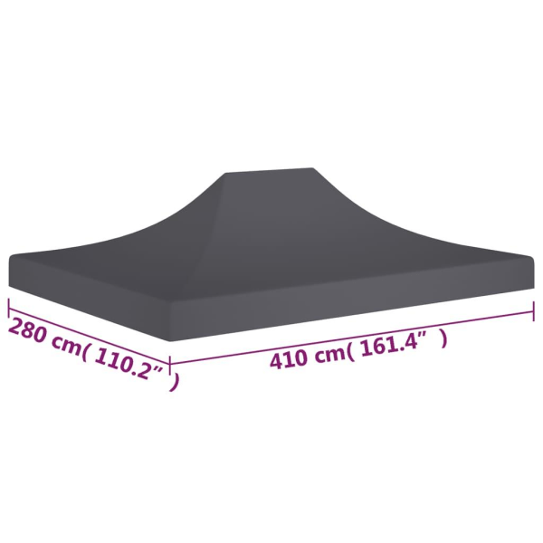 vidaXL Tak till partytält 4x3 m antracit 270 g/m² Antracit