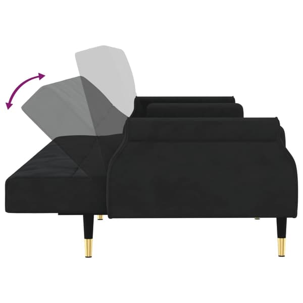 vidaXL Bäddsoffa med dynor svart sammet art