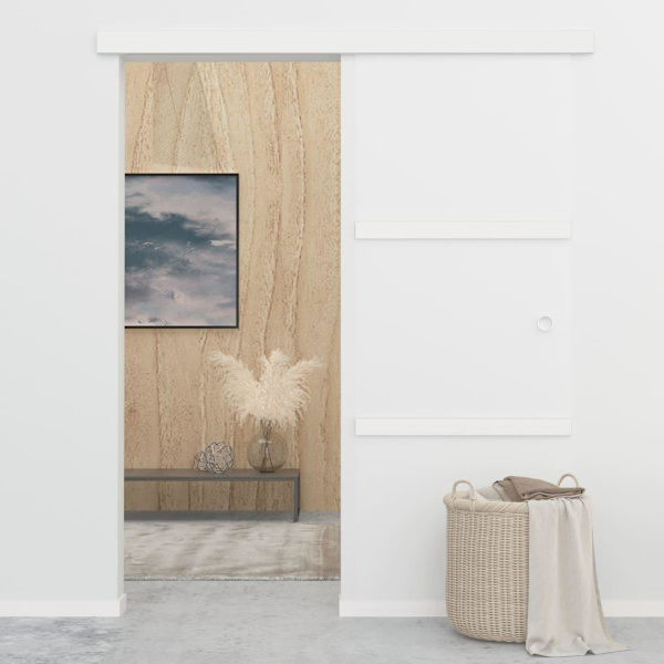 vidaXL Skjutdörr med mjukstopp ESG-glas och aluminium 76x205 cm Silver