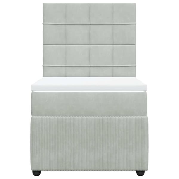 vidaXL Ramsäng med madrass ljusgrå 100x200 cm sammet Grå
