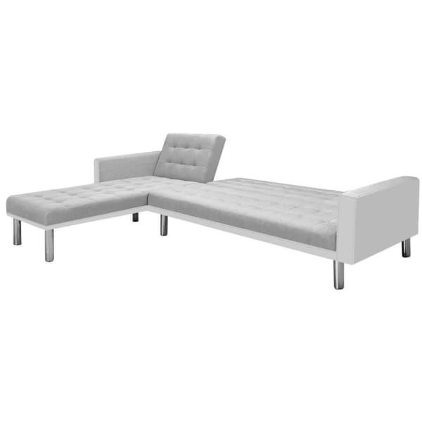 vidaXL Bäddsoffa tyg 218x155x69 cm vit och grå grå