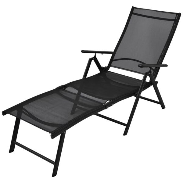 vidaXL Hopfällbar solstol aluminium 178x63,5x96 cm svart Svart