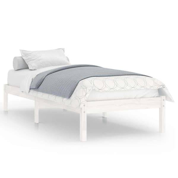 vidaXL Sängram vit massivt trä 75x190 cm Vit
