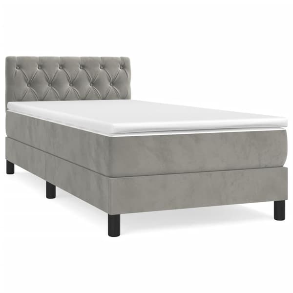vidaXL Ramsäng med madrass ljusgrå 80x200 cm sammet Grå
