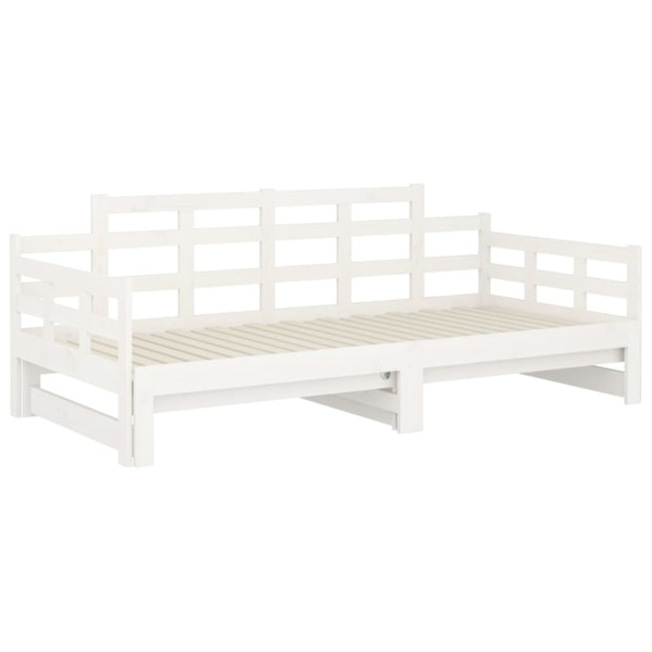 vidaXL Dagbädd utdragbar vit massiv furu 2x(90x200) cm Vit