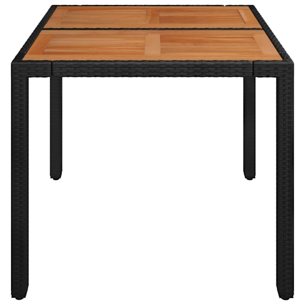 vidaXL Trädgårdsbord med träskiva svart 90x90x75 cm konstrotting Svart