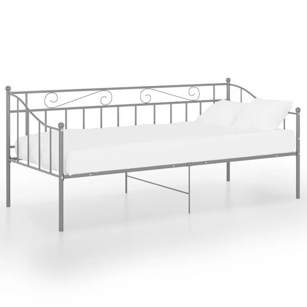 vidaXL Sängram bäddsoffa grå metall 90x200 cm grå