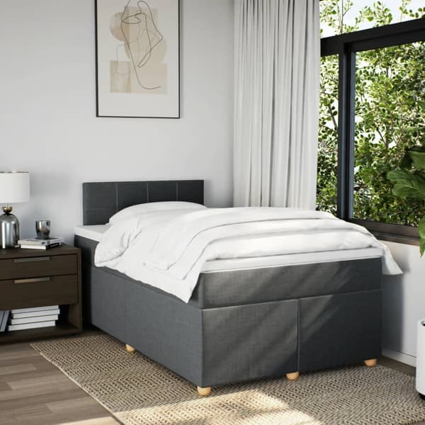 vidaXL Ramsäng med madrass mörkgrå 120x190 cm tyg Grå