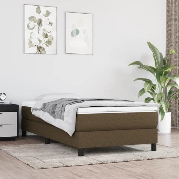 vidaXL Ramsäng mörkbrun 90x200 cm tyg Brun