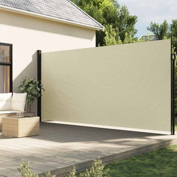 vidaXL Infällbar sidomarkis 220x600 cm gräddvit Kräm
