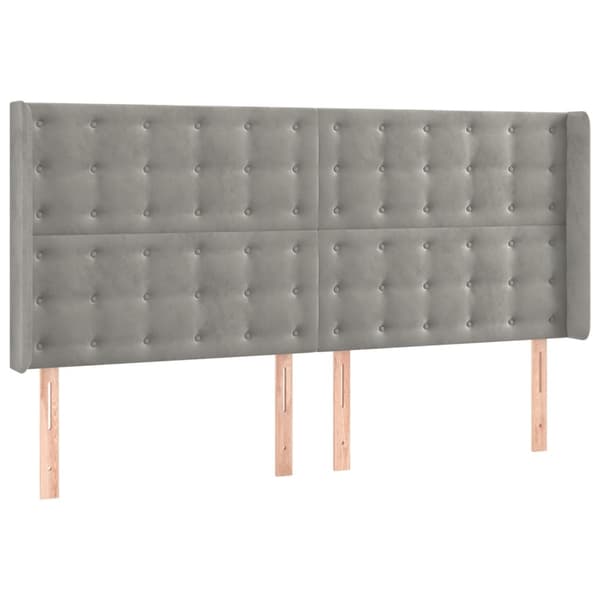 vidaXL Sänggavel LED ljusgrå 183x16x118/128 cm sammet Grå