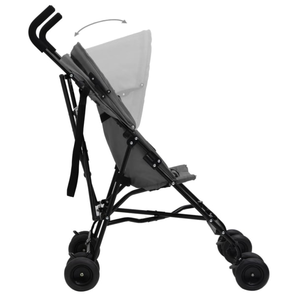 vidaXL Paraplyvagn ljusgrå och svart stål grå